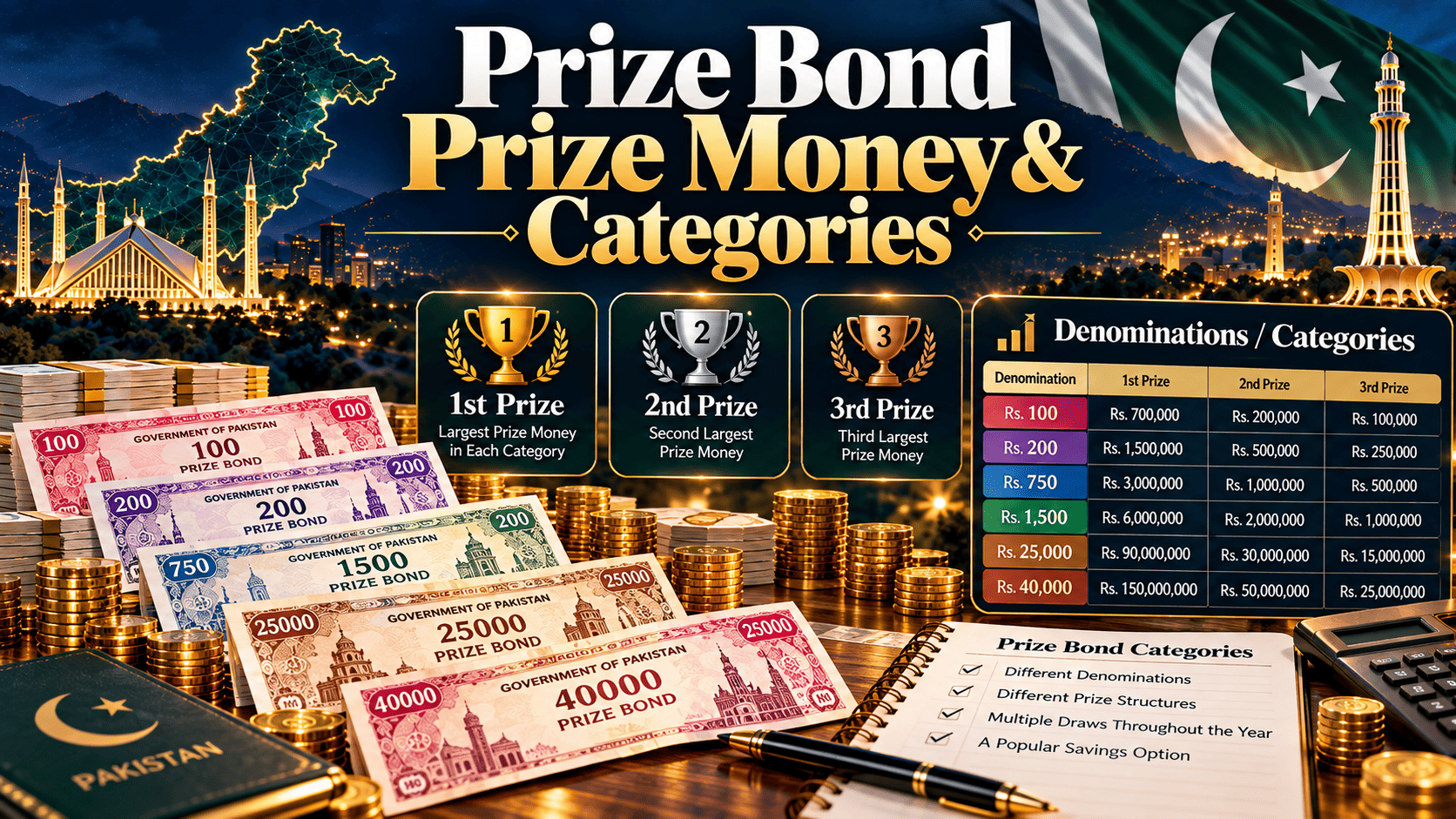 Prize Bond Prize Money & Categories